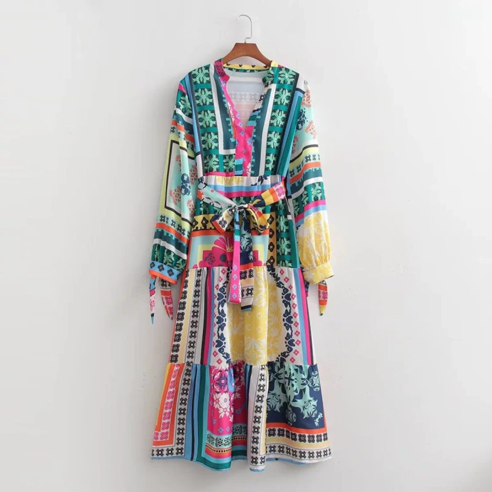 Spring Long Sleeve Floral Maxi Dress